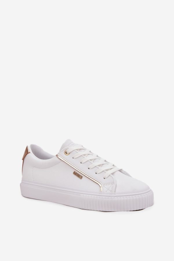 White Platform Sneakers in Women`s Athletic Shoes, Trainers, Sneakers with Fabric, Footbed, Upper Height and Platform Height
