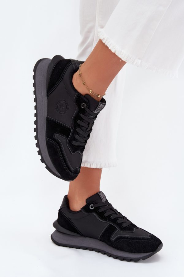 Black Platform Sneakers in Women`s Athletic Shoes, Trainers, Sneakers with Fabric, Footbed, Upper Height and Platform Height