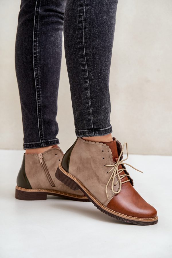 Brown Half Shoes in Women`s Ankle Boots & Booties with Fabric, Footbed, Upper Height and Heel Height