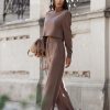 1088902 Brown Set in Pants, Trousers, Shorts with Spandex and Viscose