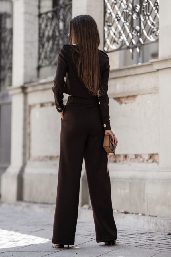 Brown Set in Pants, Trousers, Shorts with Spandex and Viscose