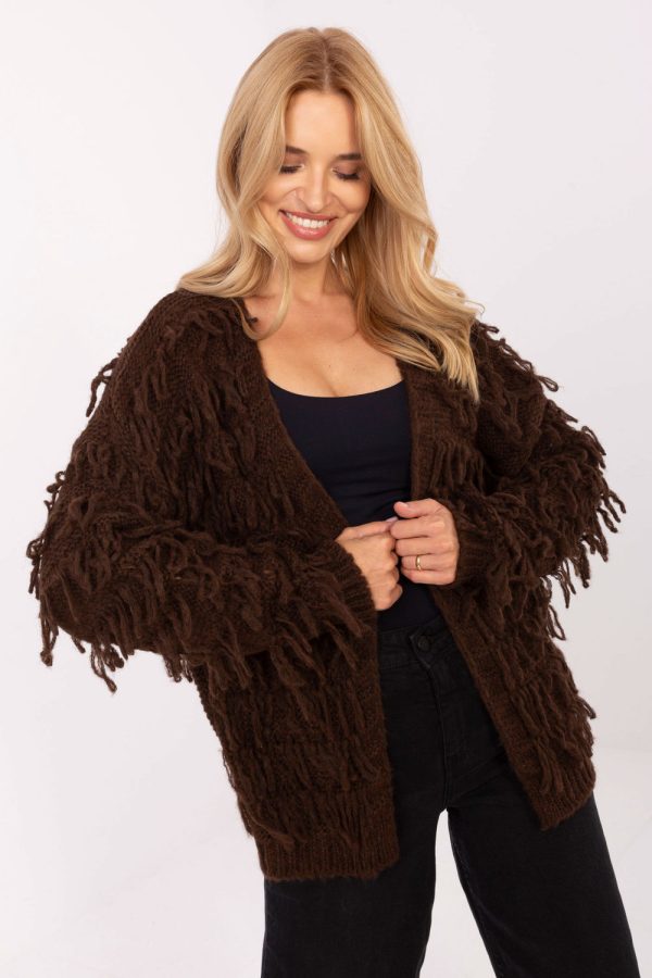 Brown Cardigan in Cardigans For Women, Ponchos with Polyamide, Polyacrylic, Viscose and Wool