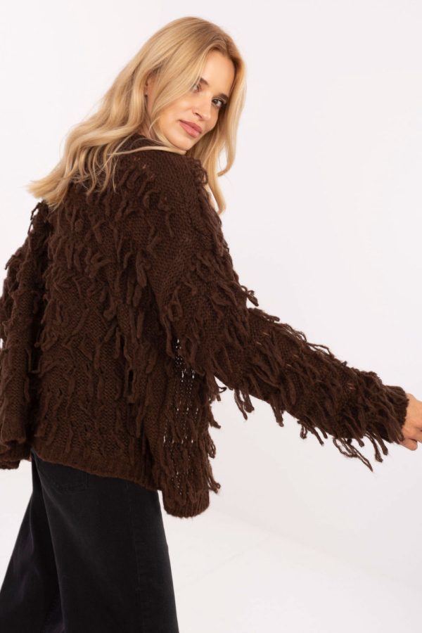 Brown Cardigan in Cardigans For Women, Ponchos with Polyamide, Polyacrylic, Viscose and Wool