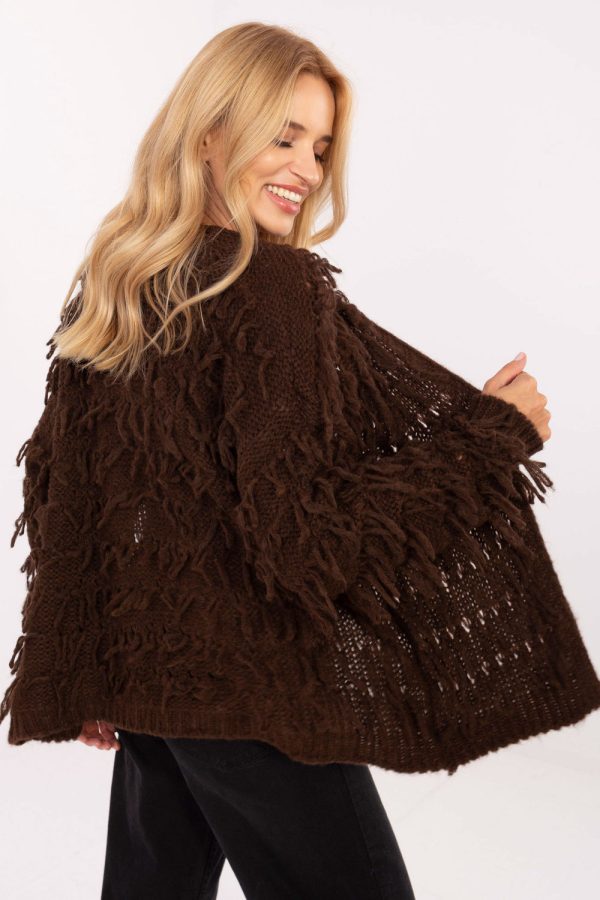 Brown Cardigan in Cardigans For Women, Ponchos with Polyamide, Polyacrylic, Viscose and Wool