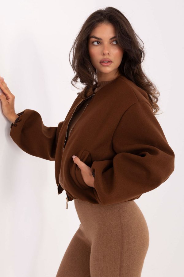 Brown Jacket in Women`s Coats, Jackets with Polyester