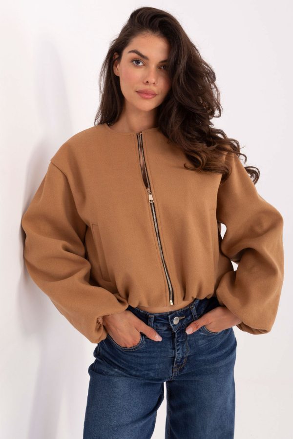 Brown Jacket in Women`s Coats, Jackets with Polyester