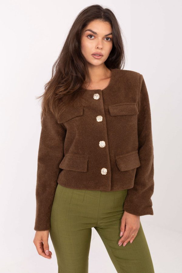 Brown Jacket in Jackets, Vests For Women with Polyester
