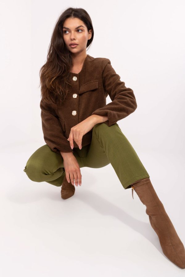 Brown Jacket in Jackets, Vests For Women with Polyester