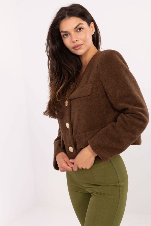Brown Jacket in Jackets, Vests For Women with Polyester