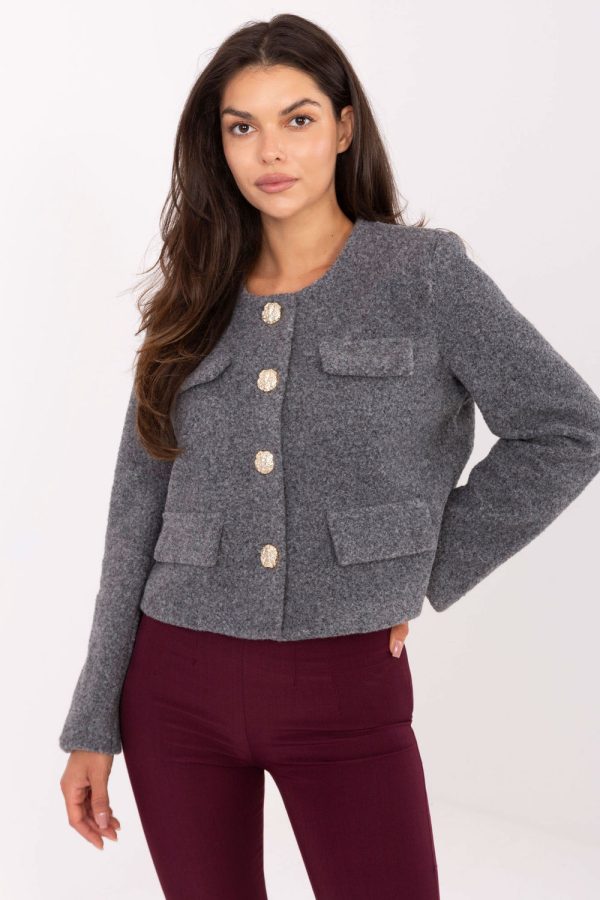 Grey Jacket in Jackets, Vests For Women with Polyester