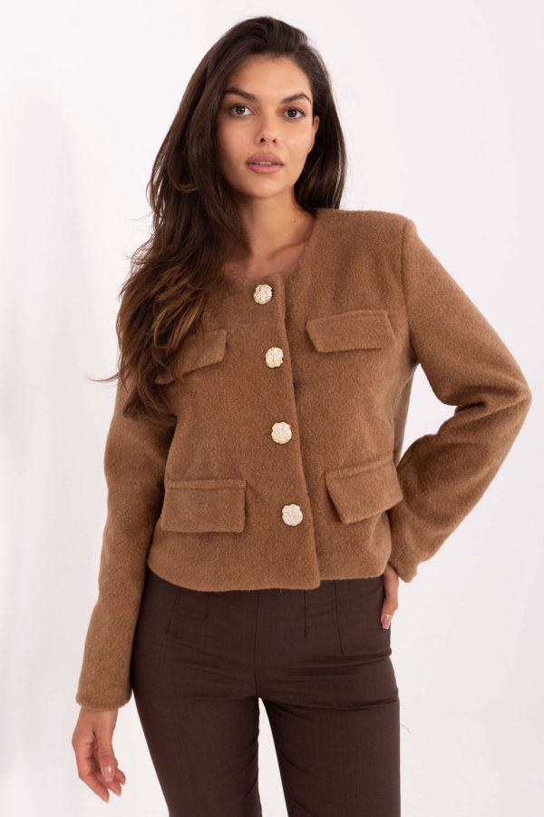 Brown Jacket in Jackets, Vests For Women with Polyester