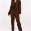 Brown Set in Pants, Trousers, Shorts with Spandex and Viscose