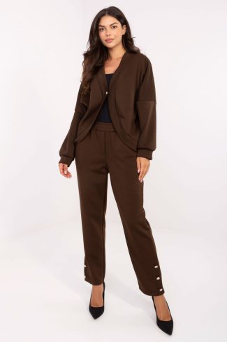 Brown Set in Pants, Trousers, Shorts with Spandex and Viscose