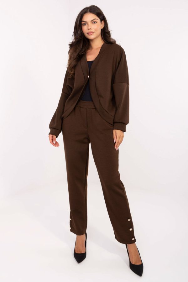 Brown Set in Pants, Trousers, Shorts with Spandex and Viscose