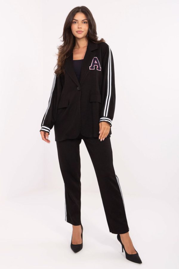 Black Set in Pants, Trousers, Shorts with Spandex and Viscose