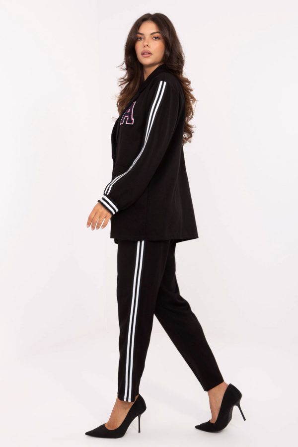 Black Set in Pants, Trousers, Shorts with Spandex and Viscose