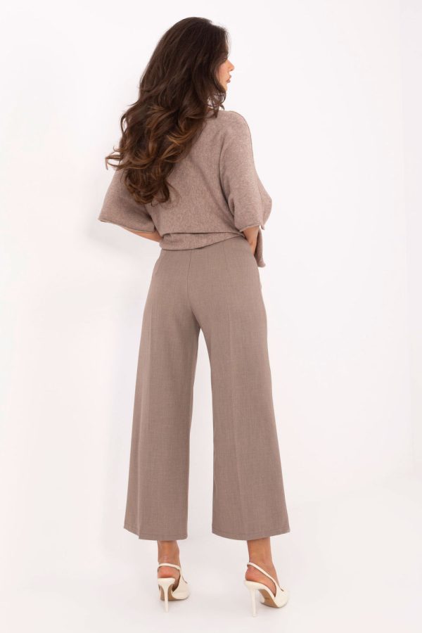 Beige Culottes in Pants, Trousers, Shorts with Spandex and Polyester