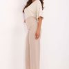 Beige Culottes in Pants, Trousers, Shorts with Spandex and Polyester