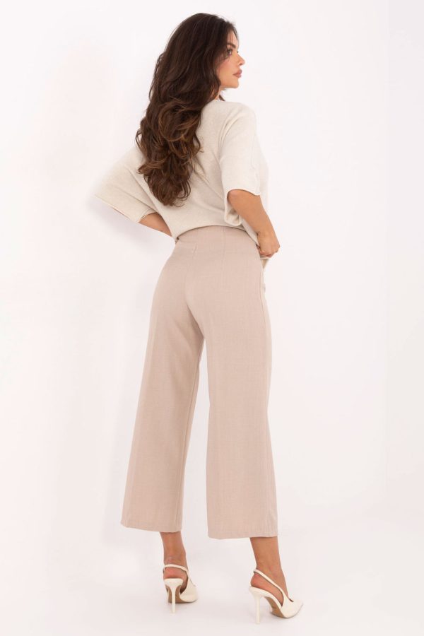 Beige Culottes in Pants, Trousers, Shorts with Spandex and Polyester