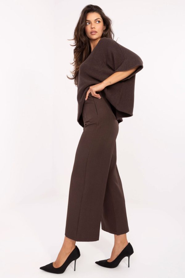 Brown Culottes in Pants, Trousers, Shorts with Spandex and Polyester