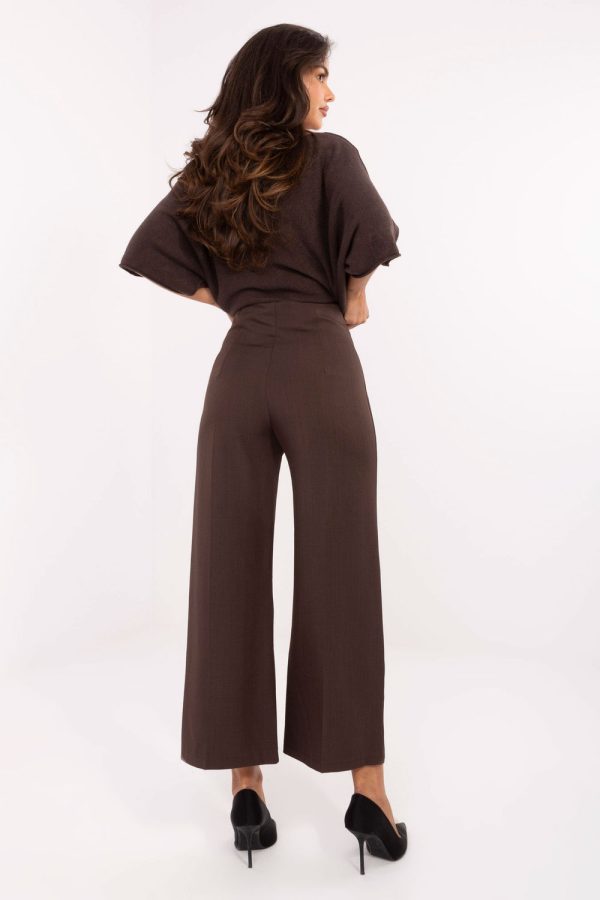 Brown Culottes in Pants, Trousers, Shorts with Spandex and Polyester