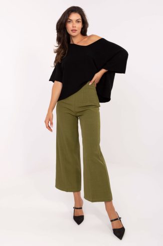 Green Culottes in Pants, Trousers, Shorts with Spandex and Polyester