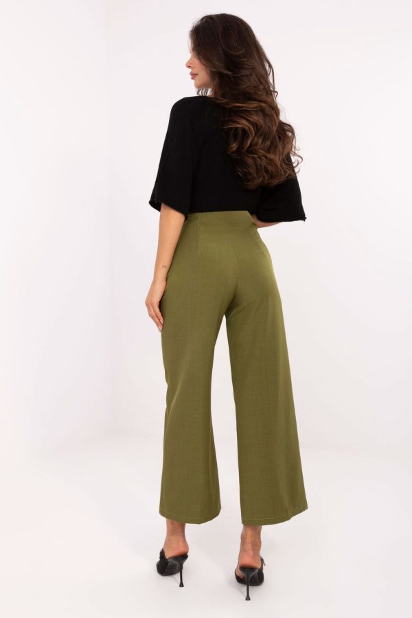 Green Culottes in Pants, Trousers, Shorts with Spandex and Polyester