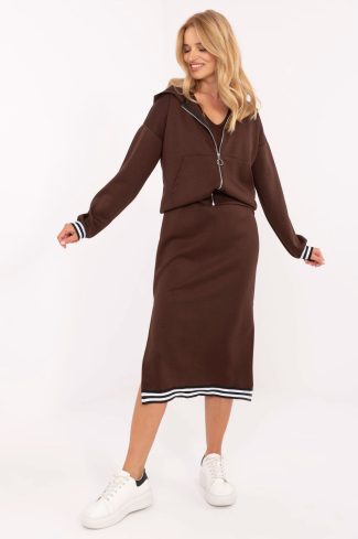 Brown Set in Day Dresses with Spandex and Viscose