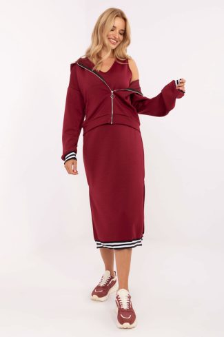 Red Set in Day Dresses with Spandex and Viscose