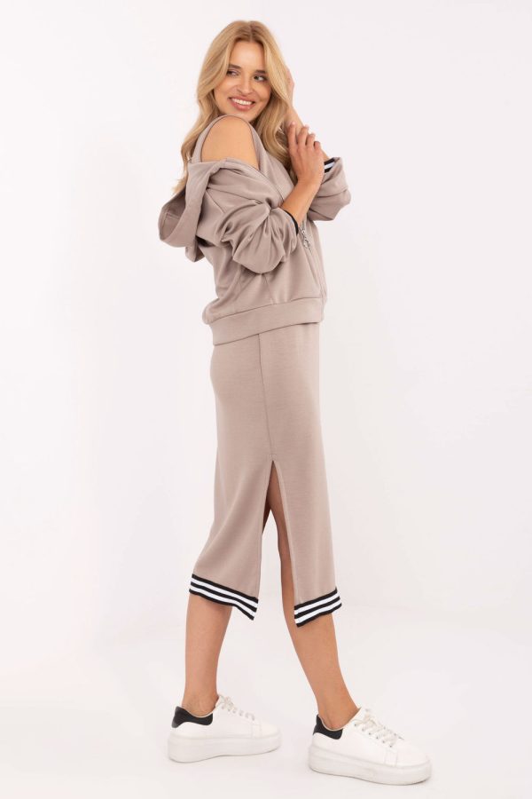 Beige Set in Day Dresses with Spandex and Viscose