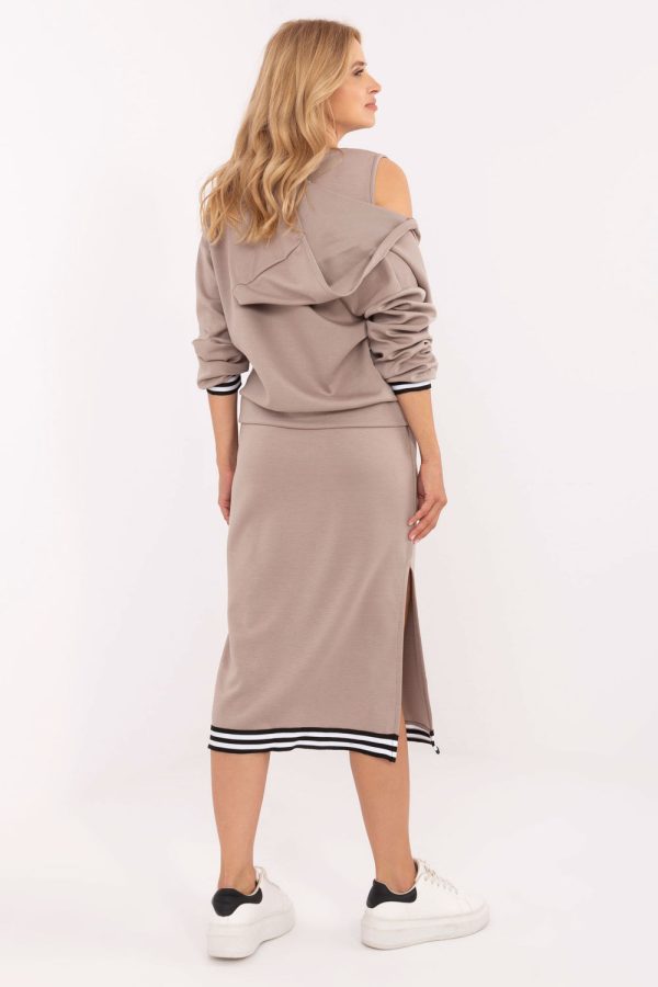 Beige Set in Day Dresses with Spandex and Viscose