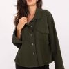 Green Long Sleeve Shirt in Shirts For Women with Cotton and Spandex