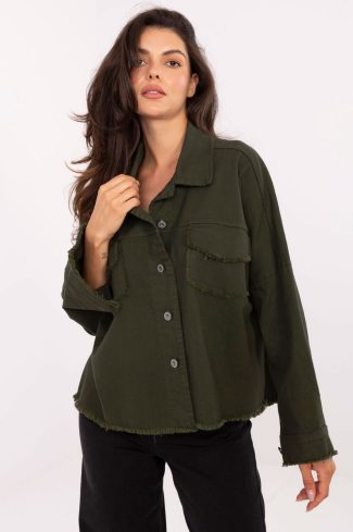 Green Long Sleeve Shirt in Shirts For Women with Cotton and Spandex