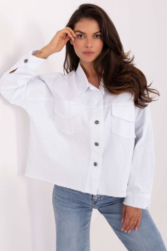 White Long Sleeve Shirt in Shirts For Women with Cotton and Spandex