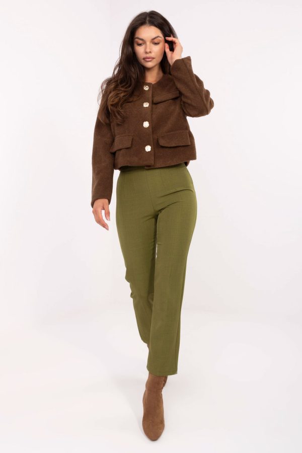 Green Women Trousers in Pants, Trousers, Shorts with Spandex and Polyester