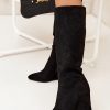 Black Buskin Boots in Over The Knee High Boots, Thigh High Boots with Fabric, Footbed, Upper Height and Heel Height