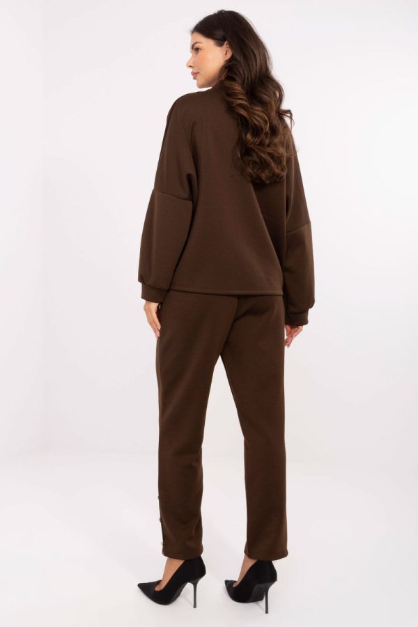 Brown Set in Pants, Trousers, Shorts with Spandex and Viscose