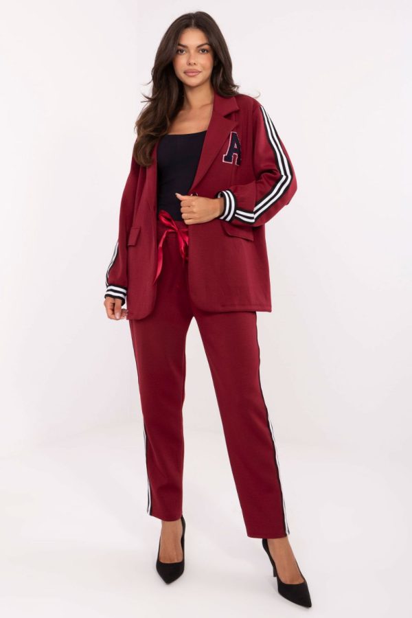 Red Set in Pants, Trousers, Shorts with Spandex and Viscose
