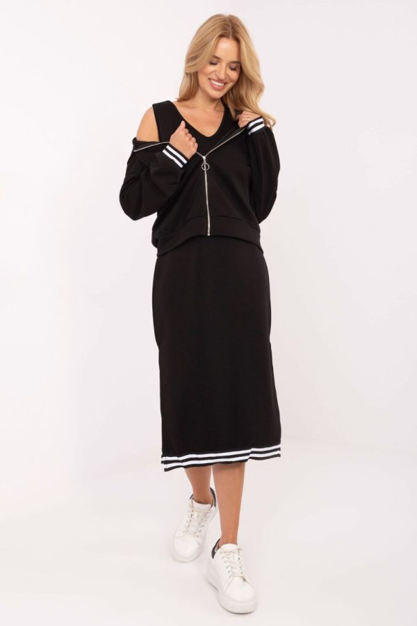 Black Set in Day Dresses with Spandex and Viscose