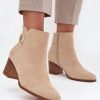 Beige Heel Boots in Women`s Ankle Boots & Booties with Fabric, Warmers, Footbed, Upper Height and Heel Height