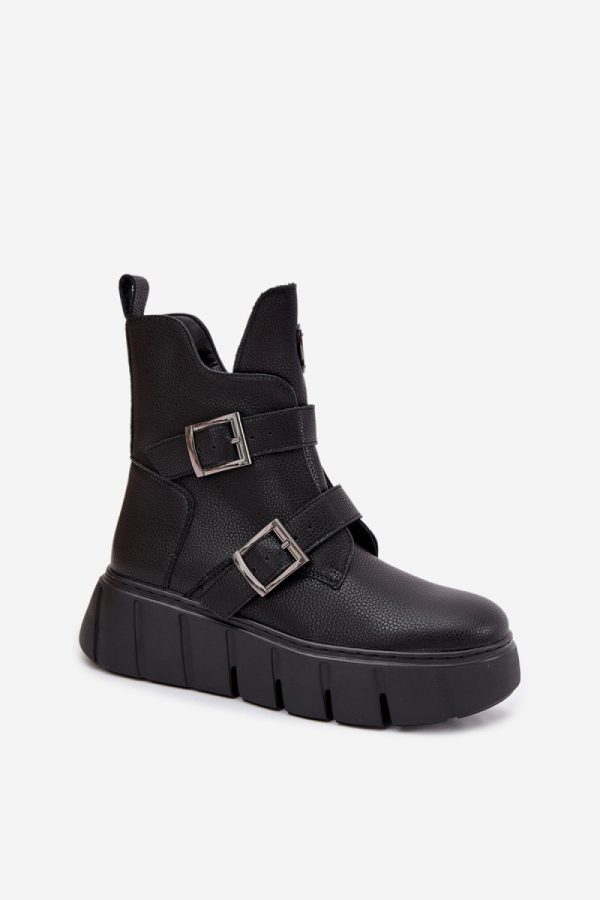 Black Platform Boots in Women`s Ankle Boots & Booties with Fabric, Warmers, Footbed, Upper Height and Platform Height