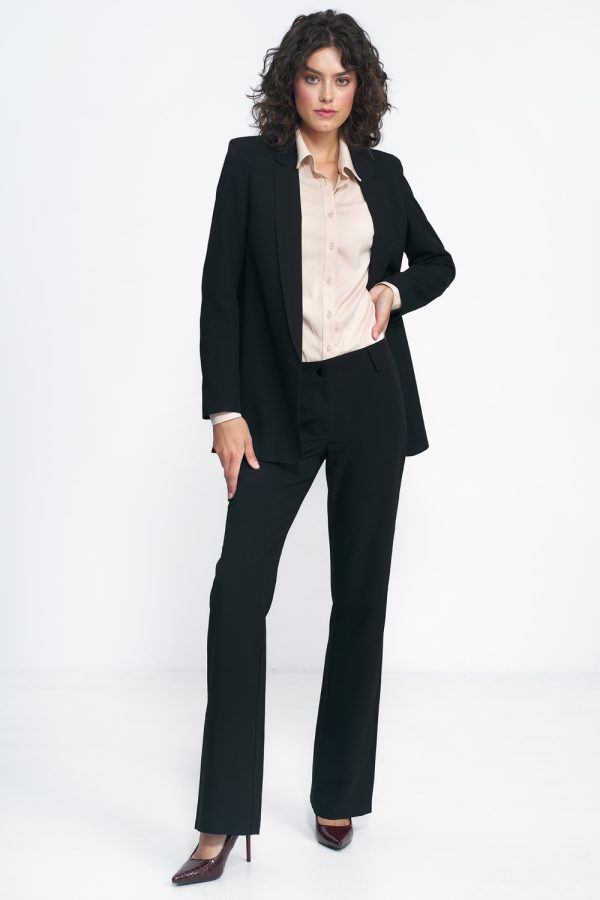 Black Trousers in Pants, Trousers, Shorts with Spandex, Polyester and Viscose