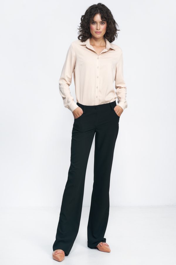 Black Trousers in Pants, Trousers, Shorts with Spandex, Polyester and Viscose