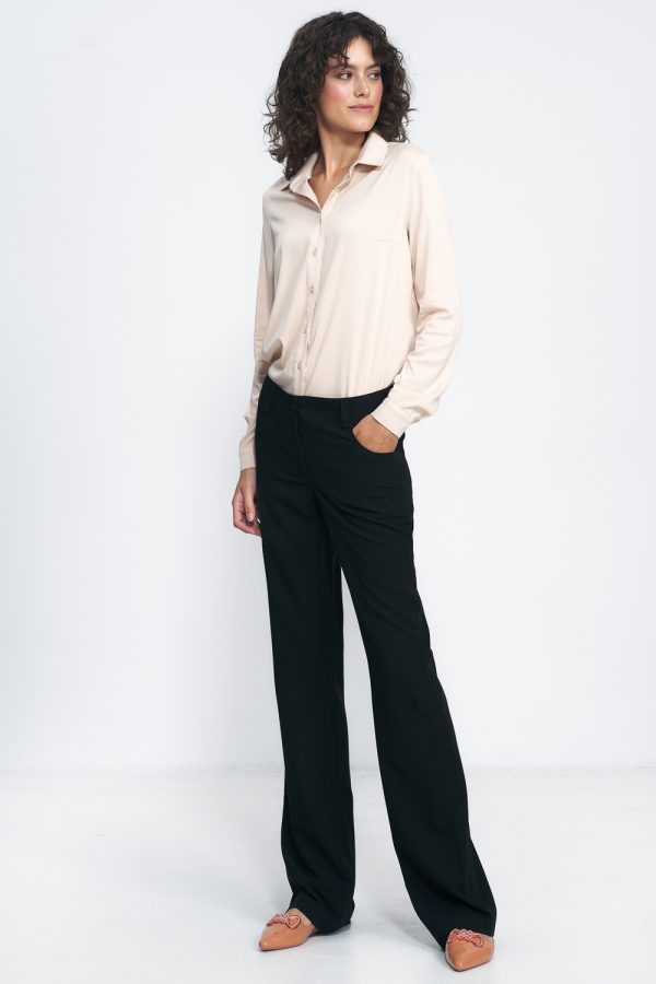 Black Trousers in Pants, Trousers, Shorts with Spandex, Polyester and Viscose