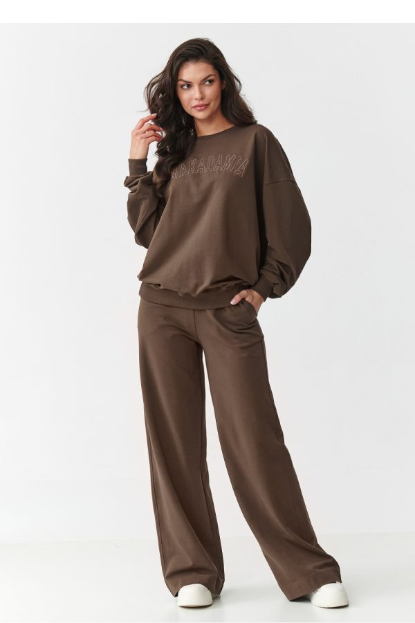 Brown Set in Pants, Trousers, Shorts with Cotton and Spandex