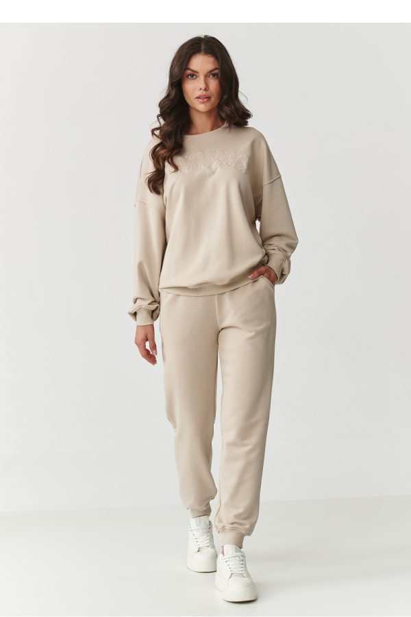 Beige Set in Pants, Trousers, Shorts with Cotton and Spandex