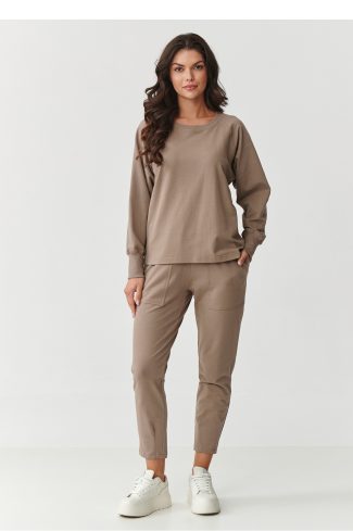 Brown Set in Pants, Trousers, Shorts with Cotton and Spandex