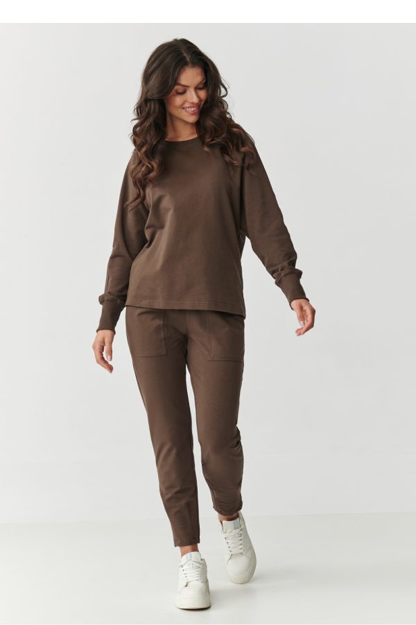 Brown Set in Pants, Trousers, Shorts with Cotton and Spandex