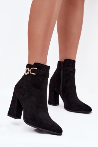 Black Heel Boots in Women`s Ankle Boots & Booties with Fabric, Warmers, Footbed, Upper Height and Heel Height
