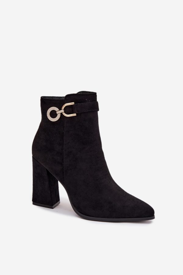 Black Heel Boots in Women`s Ankle Boots & Booties with Fabric, Warmers, Footbed, Upper Height and Heel Height